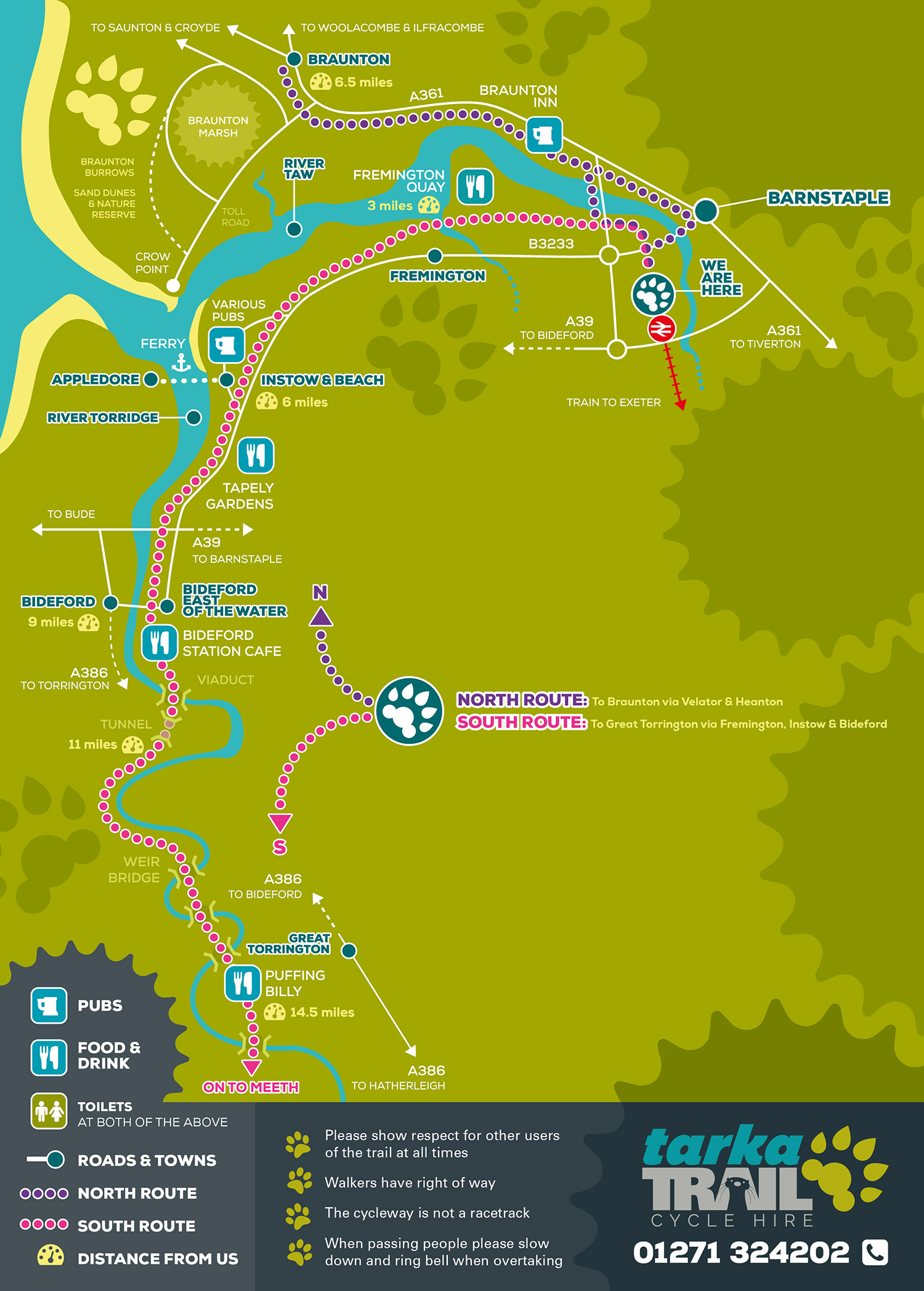 Tarka Trail Cycle Hire Map